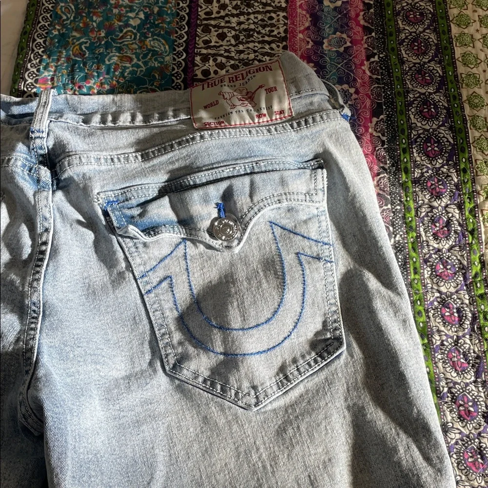 True Religion Men's Light Blue Jean Shorts